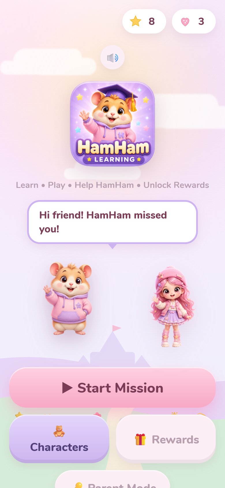 Rewards shop with cute items to unlock with stars